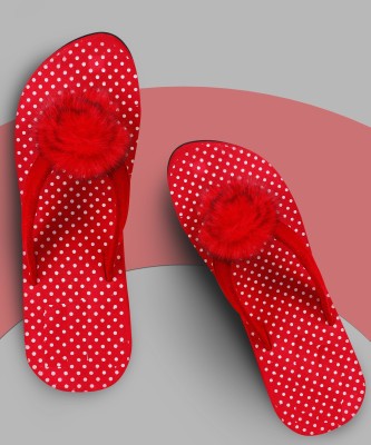 PRIVIKA Women Flip Flops(Red 6)