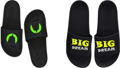nvisan Men Slides(Green, Yellow, Black , 9)