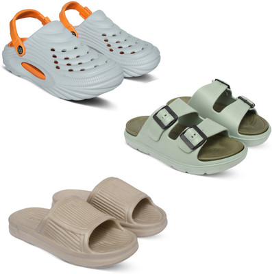 Acorn Men Slides(Grey, Olive, Beige , 7)