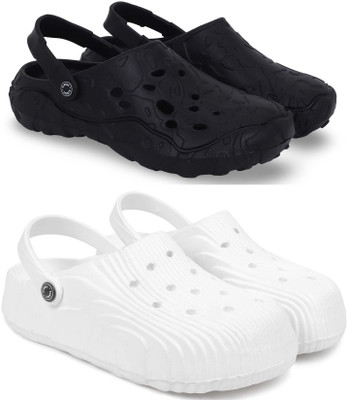 Kapani Fashion Men Clogs(Black, White , 6)