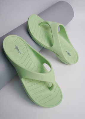 slipover Women Flip Flops(Green , 4)