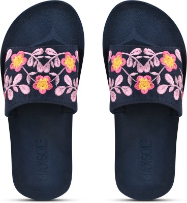 maxsole Women Slides(Navy , 8)