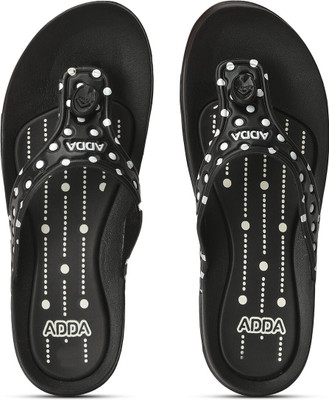Adda Women Flip Flops(Black , 6)