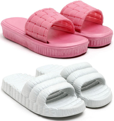 Skytrap Women Slides(Pink, Grey , 8)