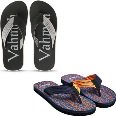 VAHMAH Men Slippers(Grey, Navy , 6)