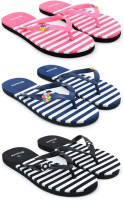 Bizwiz Women for Women Combo 3 Slippers / Flip Flop Slippers(Multicolor , 8)