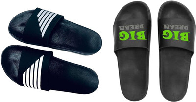 nvisan Men Slides(White, Green, Black , 10)