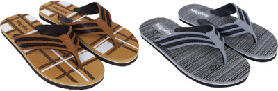 MIGOLITE Men Flip Flops(Grey, Brown , 10)