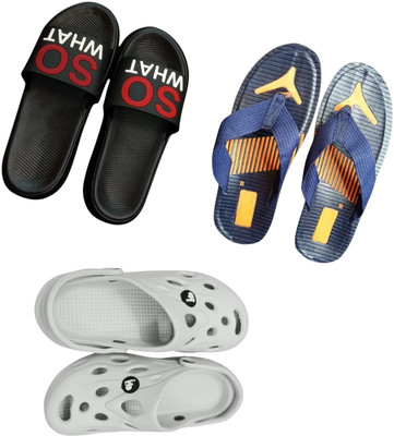 BLIBBERS Men Slippers(Black, Blue, Off White , 9)