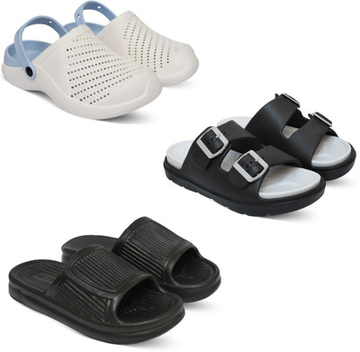 Acorn Men Slides(Blue, Grey, Black , 6)