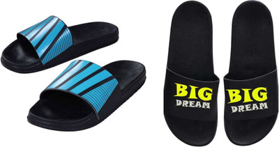 nvisan Men Slides(Blue, Yellow , 9)