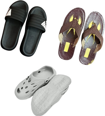 BLIBBERS Men Slippers(Black, Brown, Off White , 9)