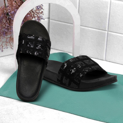 SAVI Women Slides(Black , 4)