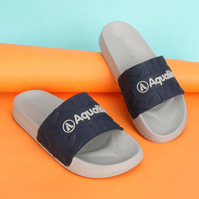 Aqualite Men Slides(Grey, Navy , 6)