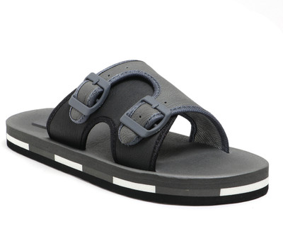 Footup Men Flip Flops(Grey , 8)