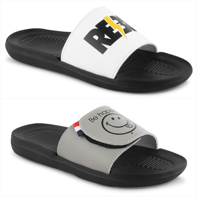 Foot Print Men Slides(Multicolor , 7)