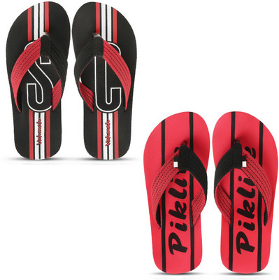 VAHMAH Men Slippers(Black, Red , 6)