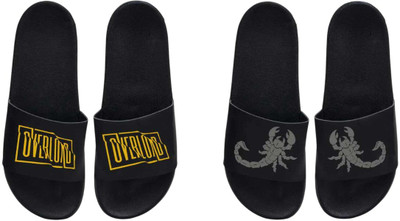 nvisan Men Slides(Grey, Yellow , 9)