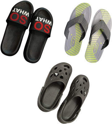 BLIBBERS Men Slippers(Black, Grey, Grey , 9)