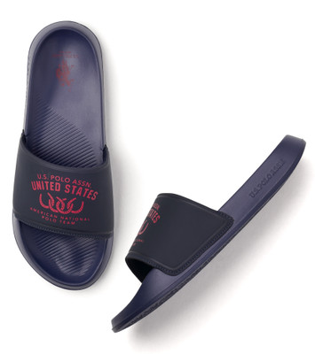 U.S. POLO ASSN. Men Slides(Navy, Black , 10)