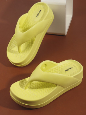 JUMPLITE Women Slippers(Green , 4)
