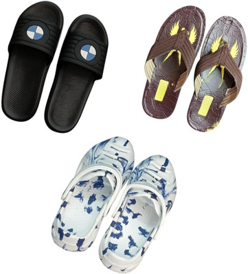 BLIBBERS Men Slippers(Black, Brown, Multicolor , 8)