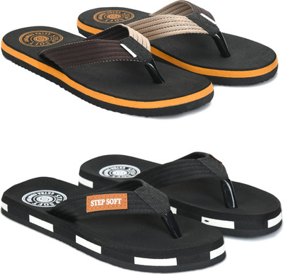 Stepsoft Men Slippers(Brown, Black , 7)