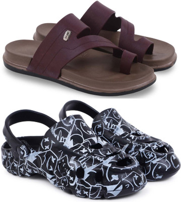 Kapani Fashion Men Slippers(Maroon, Black , 7)