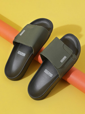 Chupps Men Solid Hues Black/Olive Women's Comfortable Slides & Flip Flop Slides(Olive , 10)