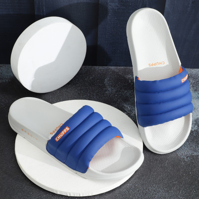 Chupps Men Classic Quilted Blue/Grey Men's Comfortable Slides & Flip Flop Slides(Blue , 10)