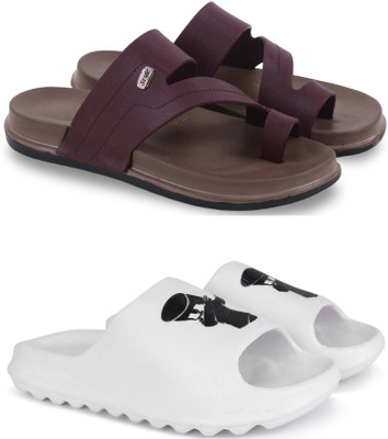 Pampy Angel Men Slippers(Maroon, White , 7)