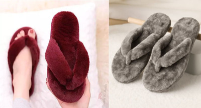 Sale YUG Women Flip Flops(Maroon, Grey , 6)