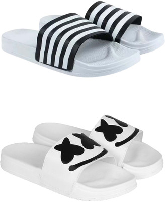ABN Men Slippers(White, Black , 10)