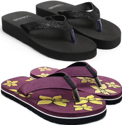 VAHMAH Women Slippers(Black, Purple , 5)