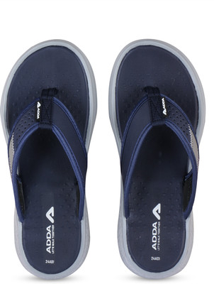 Adda Men Flip Flops(Navy, Grey , 8)