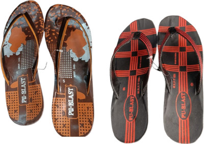 BLIBBERS Women Flip Flops(Orange, Red, Black , 5)
