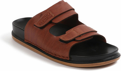 Comfro Men Men Casual Leather Slipper Ultra-soft Double Density Sole, Every-Day & Work Wear Slippers(Tan , 7)