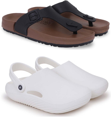 KAPYANSH Men Slippers(Brown, White , 8)