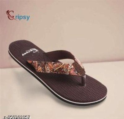 Gripsy Women Flip Flops(Brown , 4)