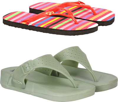 WOCMEC Women Slides(Red, Green , 5)