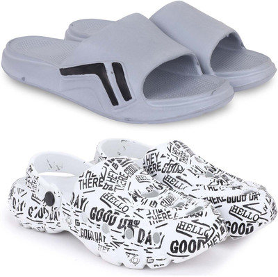 Pampy Angel Men Slippers(Grey, White , 9)