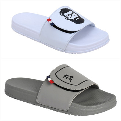 Foot Print Men Slides(Multicolor , 8)