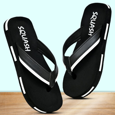 Squash Men Flip Flops(Black , 6)