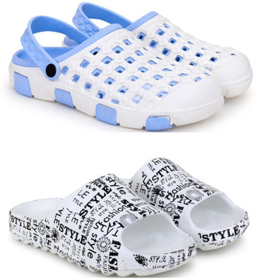 KAPYANSH Men Slippers(Blue, White , 8)