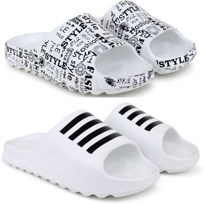 KAPYANSH Men Slides(White, White , 8)