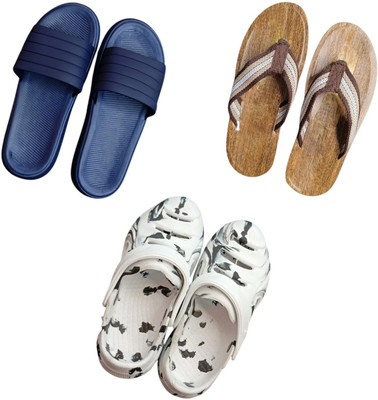 BLIBBERS Men Slippers(Blue, Brown, White , 9)