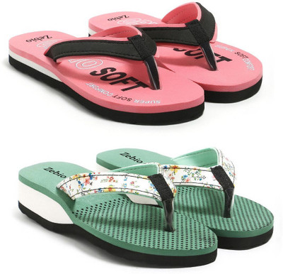 zebio Women Womens Soft Ortho Slippers | Daily Use Anti-Skid Ladies Flip Flops Slippers(Pink, Black, Green , 4)