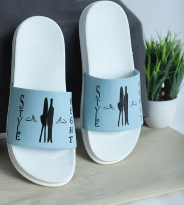 STYLE HEIGHT Men Slides(Blue, Black , 8)