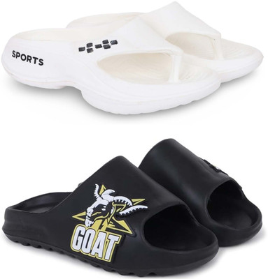 Pampy Angel Men Slippers(White, Black , 8)