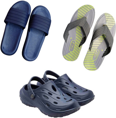 BLIBBERS Men Slippers(Blue, Grey, Navy , 9)
